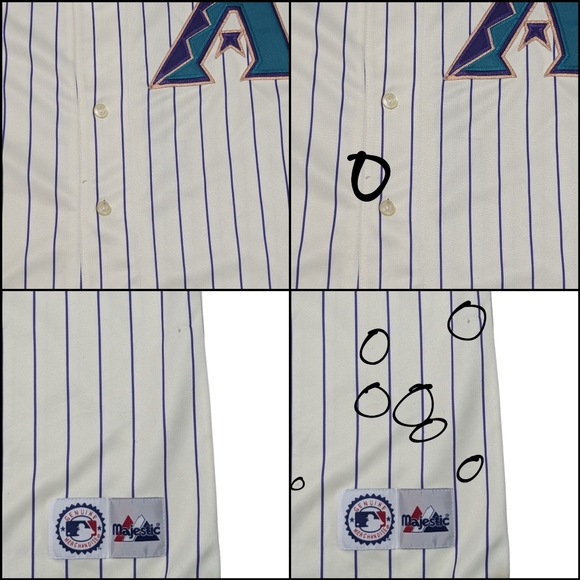 Majestic MLB Arizona D-Backs Men's XL Ivory Purple Pin-stripe #11 Sexson Jersey - Picture 13 of 16
